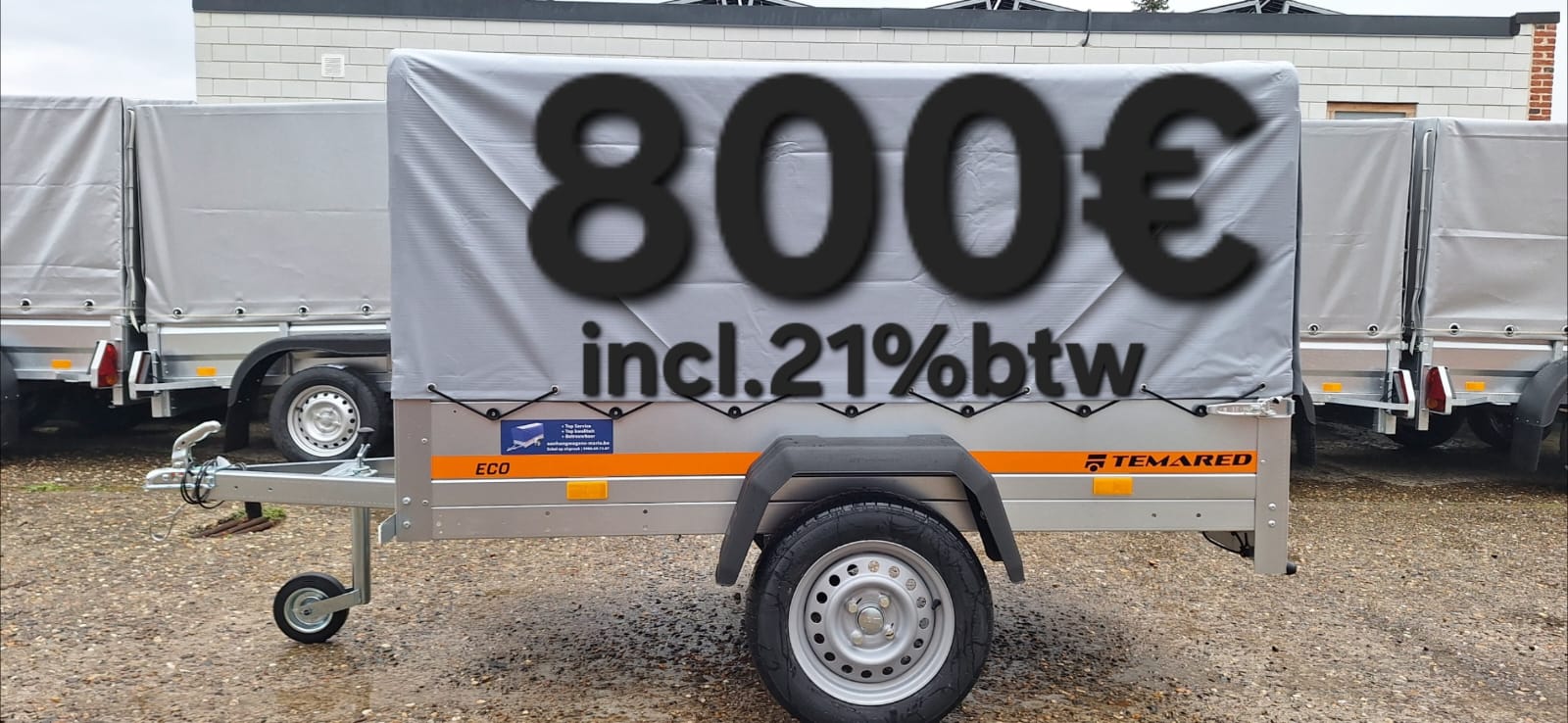 Aanhangwagen Trailer Remorque Enkelas L200 X B110 X H110